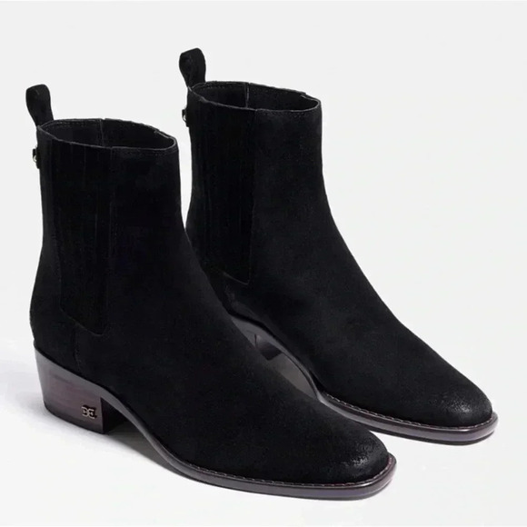 Sam Edelman Black Suede Bronson Bootie 8 - Picture 1 of 12